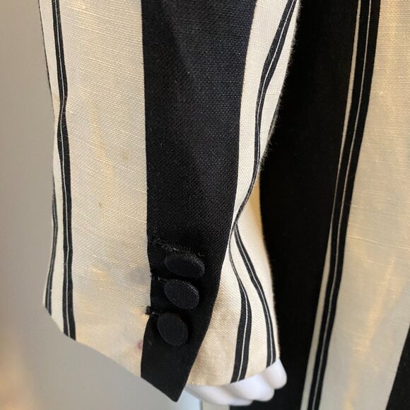 Women's Long Black and Cream Duster Jacket - Picture 6 of 10